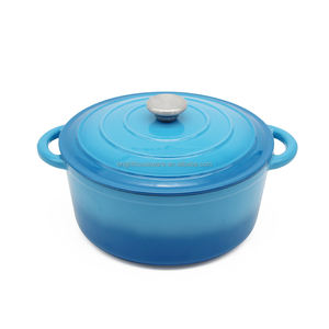 Helder Huishoudelijke Artikelen Nieuw Blauw Hot Selling Gietijzeren Nederlandse Oven Antiaanbakoven Kookpot Gradiënt Blauw Email Gietijzeren Braadpan - Product Image 1