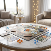 Jeu de société personnalisé en papier avec grand plateau imprimé, cartes et jetons Flamme et Glace pour réunions de famille et fêtes
