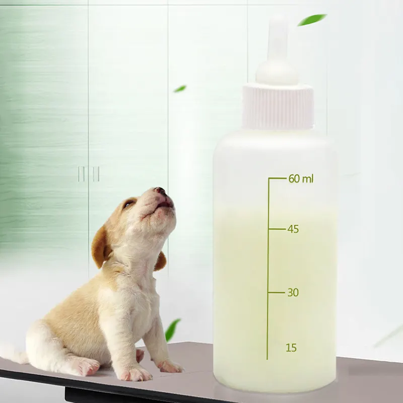 Flacone per allattamento in Pet da 60ML Kit per piccoli animali biberon e siringhe per medicinali per animali domestici per neonati con capezzoli per cuccioli di gattino