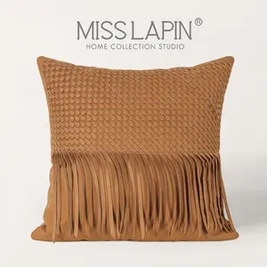 Semplici fodere per cuscini quadrati intrecciati in pelle arancione Design divano Decor fodere per cuscini decorativi di lusso all'ingrosso