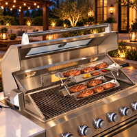 Panier de rôtissage en acier inoxydable, ensemble de 4 plateaux, plaque de cuisson BBQ perforée, plateau de barbecue à poignée noire, marque DEYAO