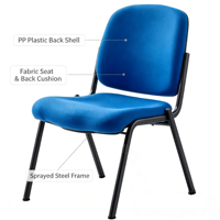 Chaise de conférence ergonomique moderne rembourrée en tissu avec dossier solide et base métallique pour bureau, école et réunions