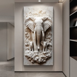 Decoración Moderna de Lujo para Entrada, Arte Mural de Porcelana con Relieve 3D de Elefante, Impresión UV HD, <span class=keywords><strong>Nuevo</strong></span> para el Hogar/Corredor de Hotel - Product Image 1