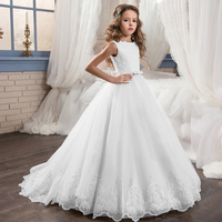 2022 Neue neueste Kinder Kleid Designs weiße Blume Mädchen erste heilige Kommunion Kleid Mädchen Hochzeits feier Kleid