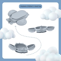 Assiette d'alimentation souple en silicone de qualité alimentaire pour tout-petits, avec ventouse, pour 6-12 mois, réutilisable, non toxique, compatible lave-vaisselle, vente en gros personnalisée