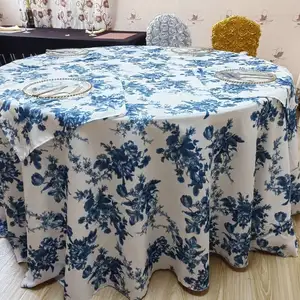 New Fashion Yellow 120 Round Digital Print 100% Polyester Resistant Table Cloth For Hotel Home