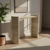 Dougbuild Muebles Personalizados: Diseño y Fabricación Integral de Mesas de Entrada de Travertino Natural de 18 mm de Espesor