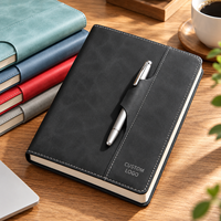 Carnet en cuir PU avec porte-stylo et logo personnalisé, journal professionnel à couverture souple, agenda de réunion personnalisé pour les entreprises