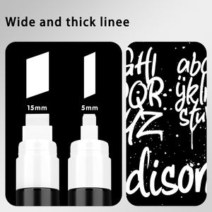 Confezione da 5 pennarelli acrilici bianchi con punta da 15 mm per finestre, vetro, superfici metalliche - Product Image 2