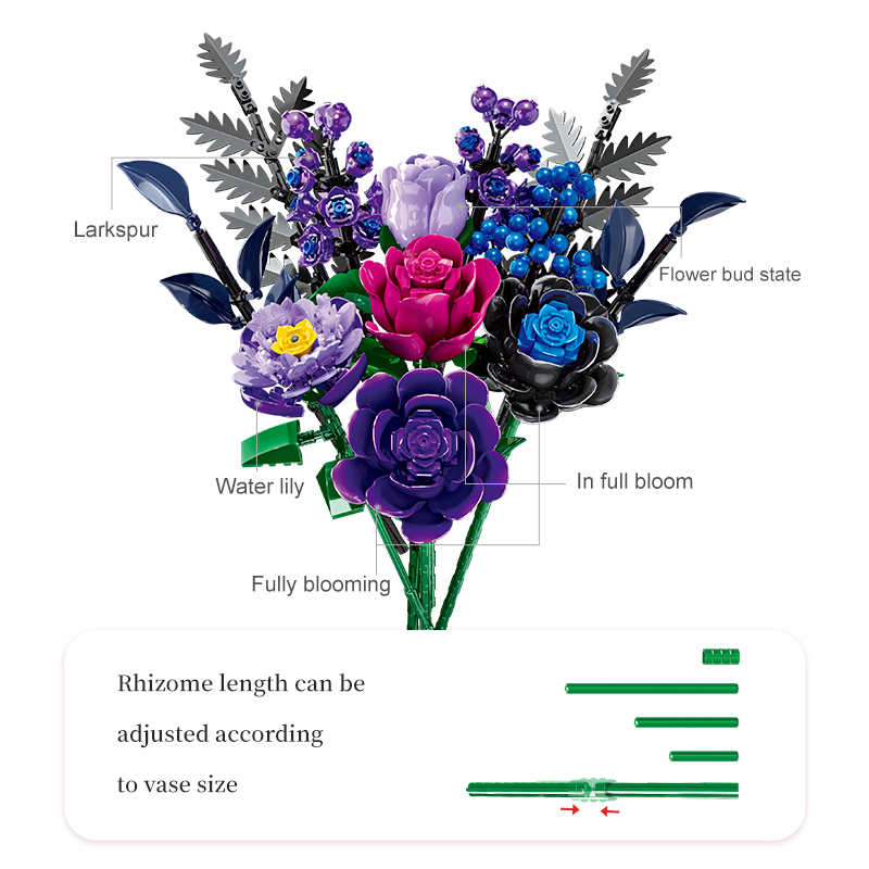 Woma Factory Purple Rose Flower Bouquet Building Blocks Toys Set for Kids  Adult (11542)| Alibaba.com