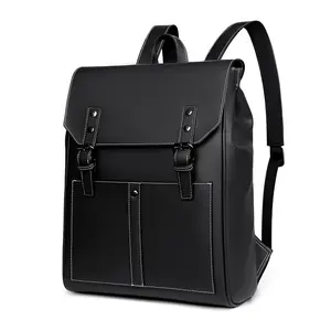 Sac de voyage en cuir PU imperméable pour hommes d'affaires sac à dos noir pour ordinateur portable sacs de collège sac à dos