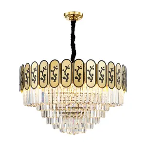 New Design Hall Living Room Large Mordern Pendant Lighting Round Ceiling Gold Lamp Luxury k9 Crystal Chandeliers