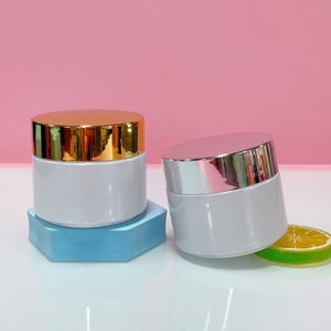 Luxury Small clear Frosted Glass Cream Jar Cosmetic Packaging 2oz 8oz Glass Jars with Gold Silver Metal Lids for Body Butter - Product Image 5