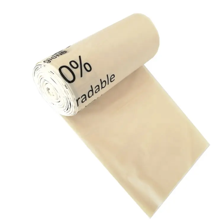 Biodegradable drawstring dustbin trash sack bag draw tape tie string garbage bag on roll with drawstring rope for trash