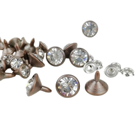 Tête de rivet en acier inoxydable coloré avec cristal, plaqué zinc, pour la décoration de points, rivets, cuir, jeans, sacs, chaussures, réparation et bricolage