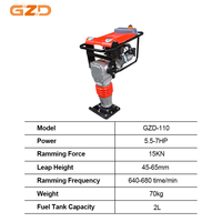 GZD Vibrateur à essence professionnel 6.5HP 196CC 15KN pour compactage de sols et de fondations routières