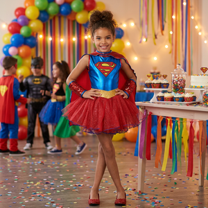 Disfraz de Verano de Halloween de <span class=keywords><strong>Mujer</strong></span> Maravilla <span class=keywords><strong>para</strong></span> Niños, Conjunto de Disfraz de Héroe de Spider-Man, Rubies, Unisex, Supergirl, Cosplay de Programa de Televisión, Poliéster - Product Image 3