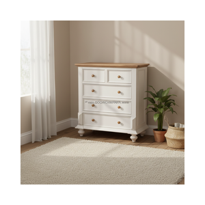 Commode en bois de marque LAS VEGAS 5 tiroirs Tallboy en bois massif de chêne/pin/acacia - Product Image 2