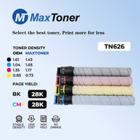 Cartouche de toner MaxToner Japan Chemical TN626 TN-626 compatible avec les photocopieurs Konica Minolta Bizhub C450i C550i C650i