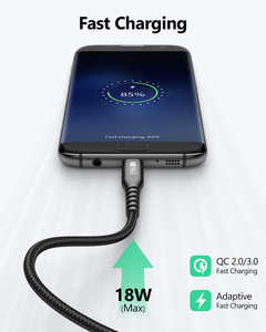 SUNGUY Small MOQ 1m chargeur de téléphone <b>USB</b> Nylon Braided 5m <b>USB</b> Data Cable 18W Fast Charging Cable for Phone Laptop - Product Image 2