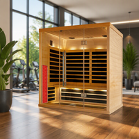 Sauna infrarouge sec électrique moderne en cèdre rouge/cèdre d'Ohio pour 4 personnes, avec fenêtres en transom, idéal pour appartement, 6 kW