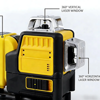 Niveau laser vert portable à auto-nivellement à 360 degrés, 12 lignes, alimenté par batterie, pour projets industriels et bricolage