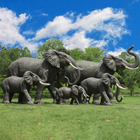 Sculpture d'éléphant en fibre de verre en stock, taille réelle, statue animale en PRV pour la décoration extérieure de jardins et paysages - Fournisseur
