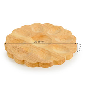 Supports de rangement pour œufs en bois de <span class=keywords><strong>bambou</strong></span> naturel et caoutchouc, 8 trous, forme de <span class=keywords><strong>fleur</strong></span>, plateaux pour comptoir de cuisine - Product Image 3