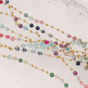 Stainless Steel Bead Chains Irregular Natural Stone DIY Jewelry Making <b>Bracelet</b> Necklaces Components H1663 - Product Image 4