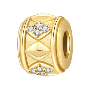 Original high-end DIY <b>bracelet</b> jewelry with copper rhombus-shaped silver and gold <b>beads</b>, fashionable pendant for women - Product Image 3