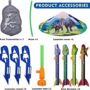 Meilleur vendeur : Lanceur de fusées dinosaure pour enfants avec 4 fusées, portée jusqu'à 30 mètres - Product Image 3