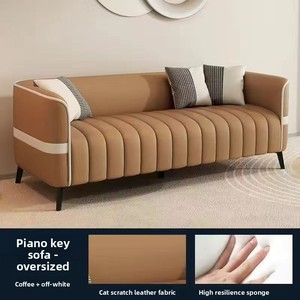 Sofá de Oficina de Cuero de Estilo Nórdico de Lujo, de Tres Plazas, Cómodo para Áreas de Recepción de Negocios, Hoteles Modernos y Salas de Estar - Product Image 4