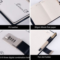 Organizador de cuero Pu con contraseña para notas, organizador de diario, cuaderno de estudiantes de dibujos animados, novedad