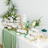 Ensemble de présentoirs à desserts de luxe en métal pour mariage, 14 pièces, plateau à bonbons, plateau à gâteaux, décoration de table de réception