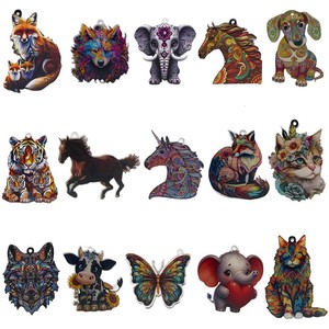 Colgantes de animales de acrílico coloridos, con estampado de dibujos animados de doble cara, accesorios de joyería DIY, dijes temáticos para proyectos creativos, unisex - Product Image 5