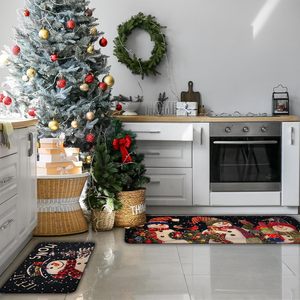 Ensemble de tapis de cuisine de Noël Premium Let It Snow, bonhomme de neige et flocon de neige, tapis décoratifs à profil bas pour la maison et les fêtes - Product Image 2