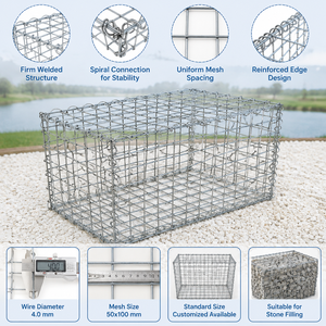 Caisse en <span class=keywords><strong>gabion</strong></span> soudée, galvanisée, remplie de galets, pour la décoration de jardin, durable, différentes tailles, taille personnalisée selon vos besoins - Product Image 4