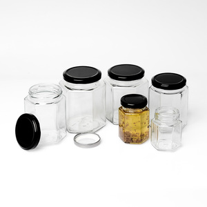 Tùy chỉnh thiết kế 1000ml 500ml 250ml thủy tinh lục giác mật ong lọ dưa <span class=keywords><strong>Jar</strong></span> với nắp - Product Image 2