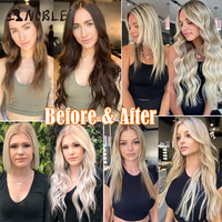 Pour les cheveux Noble 24 pouces de long droit pour les extensions synthétiques Ombre Clip-In 4 pièces/ensemble 8 Clips postiche femme haute température