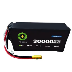 Batterie de Drone FPV 22.2V 6S 44.4V 12S 30000mAh 5C batterie semi-solide Lipo pour modèles de drone rc avions agricoles