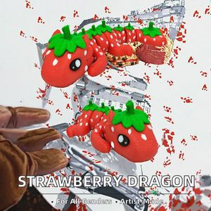 Jouet Dragon Fraise Imprimé en 3D, Décoration, Ornement, Cadeau Créatif, Dragon Fraise Réaliste et Mignon, Éducatif pour Enfants - Product Image 2