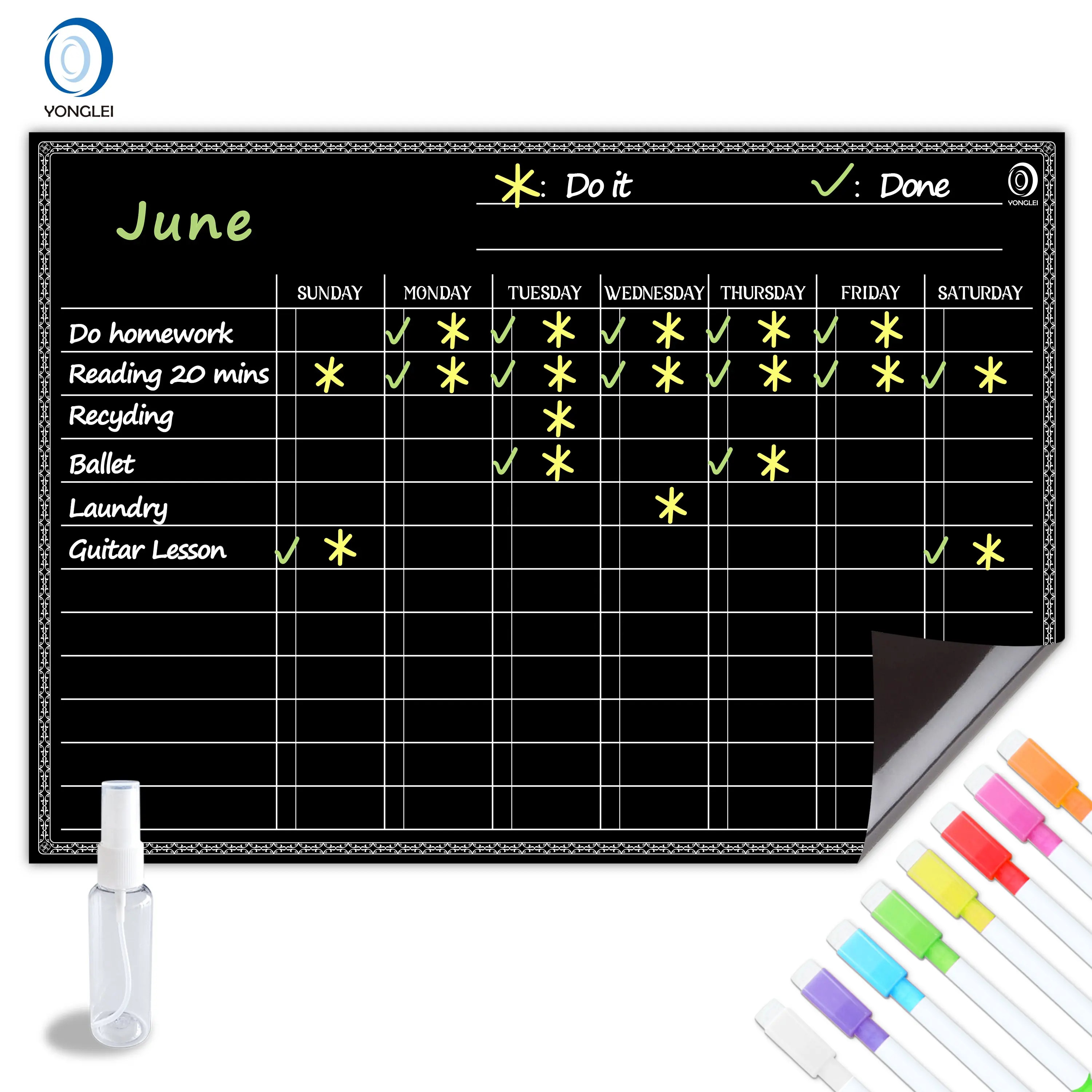 3.1-2A1 Secco Cancellare Personalizzato Magnetico Calendario Ricompensa Tabella di Stampa Tabella di Lavoro di Routine di Stampa