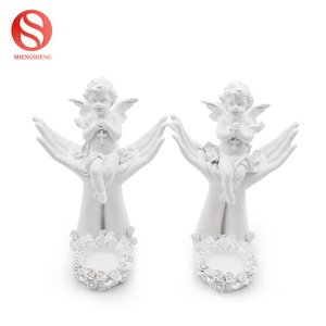 Figurine d'ange en résine décoration main conception de forme de fleur porte-chandelier - Product Image 6