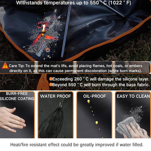 Tapis de <span class=keywords><strong>protection</strong></span> en silicone et fibre de verre résistant à la chaleur pour foyer de camping et barbecue - Product Image 2