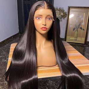 Wig Rambut Asli Brasil Murah dengan Lace Frontal HD untuk Wanita Kulit Hitam, Wig Rambut Manusia Lurus Alami, Wig Rambut Manusia dengan Lace Front - Product Image 1