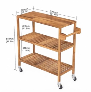 Carrito de Cocina Rectangular de Alta Calidad – Múltiples Colores, Material de Madera de Acacia y Metal, 799 × 349 × 850 mm (con bandeja extraíble) - Product Image 5
