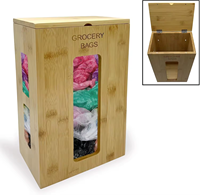 Distributeur de sacs de courses 2-en-1 en bambou et plastique, support de rangement moderne sur pied pour sacs poubelle de comptoir de cuisine