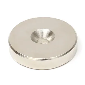 Piringan Kustom N52 Magnet Neodymium Permanen Bulat Magnet Countersunk dengan Lubang Lembar