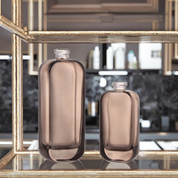Flacon pompe carré en verre écologique avec couvercle en bambou, personnalisable, finition givrée électroplaquée, pour sérum de soin, 30ml 50ml 100ml 120ml