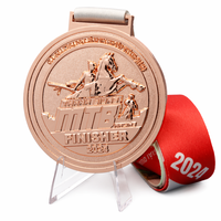 Médaille de finisseur VTT personnalisée en alliage de zinc or rose, ronde, pour course cycliste, tournoi sportif, récompense souvenir OEM